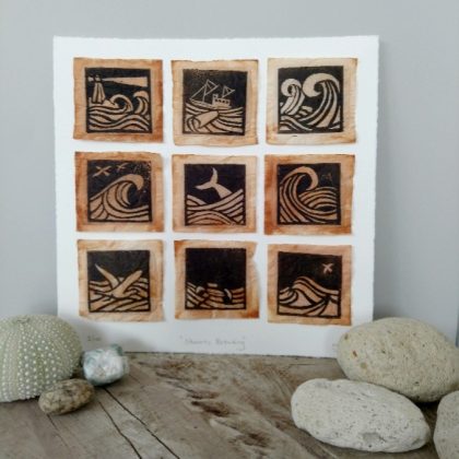 Margaret White Art Teabag Linocut Print Storm's Brewing