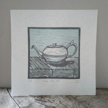 Art for Tea Lovers - Margaret White Art NZ Linocut Teapot